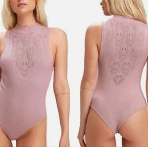 Free People Dusty Pink High Neck Bodysuit